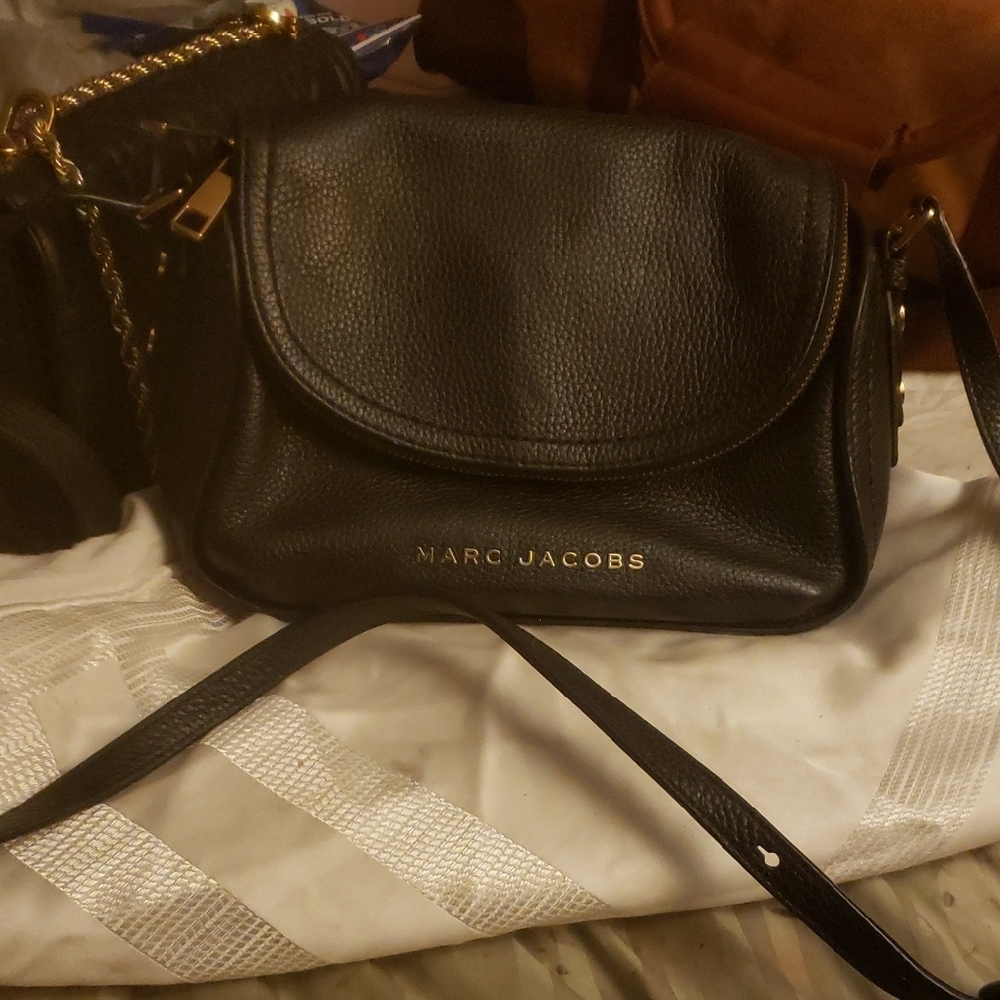 Marc Jacobs Black Crossbody Bag with Gold Accents
